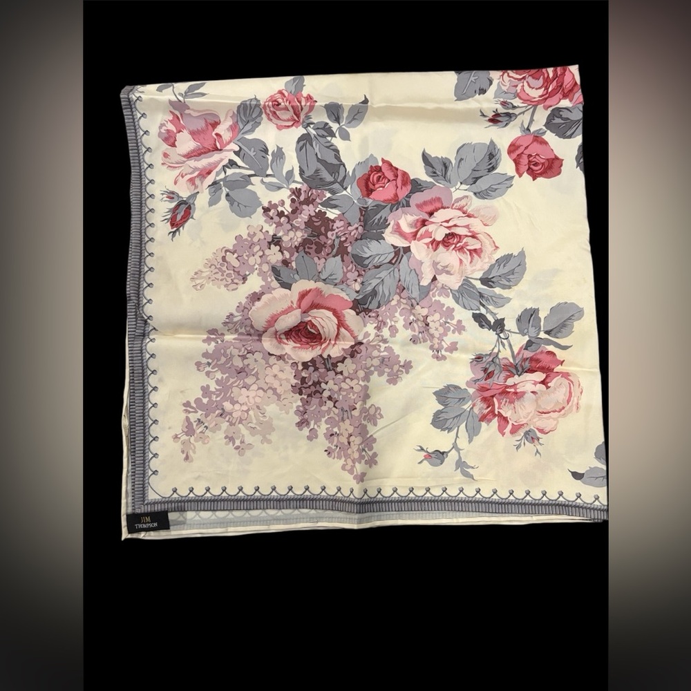 Silk Scarf from Thailand. Jim Thompson. Excellent condition. Floral pattern.